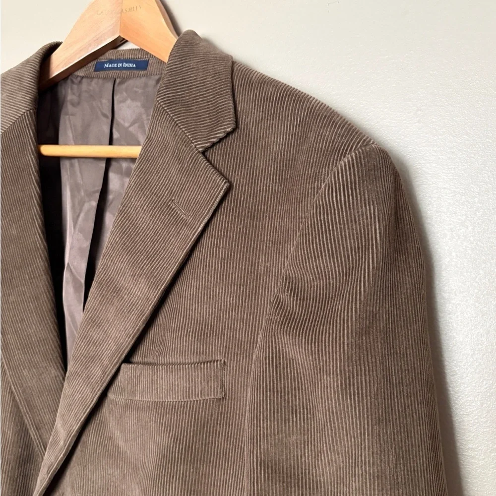 LANDS END brown corduroy blazer men’s sport coat jacket fall sz 44 L like new
